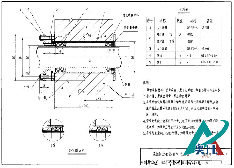 柔性防水套管B型安装图