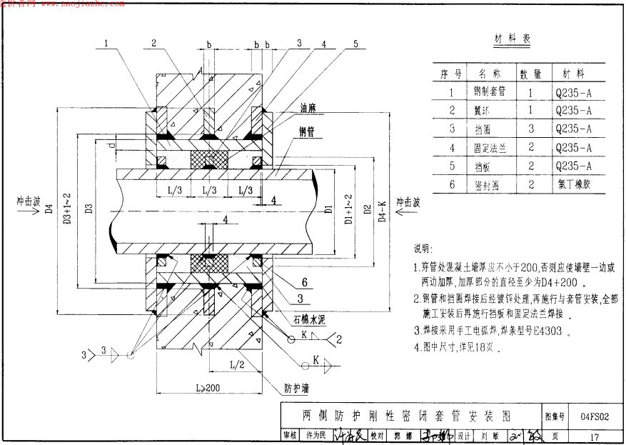 两侧防护刚性密闭套管安装图