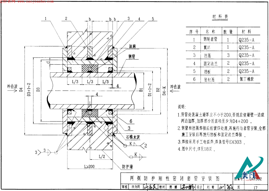 两侧防护刚性密闭套管安装图