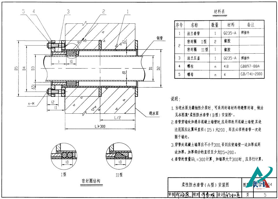 柔性防水套管A型安装图