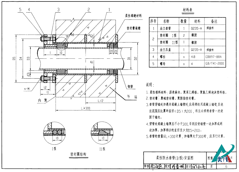 柔性防水套管（B型）安装图