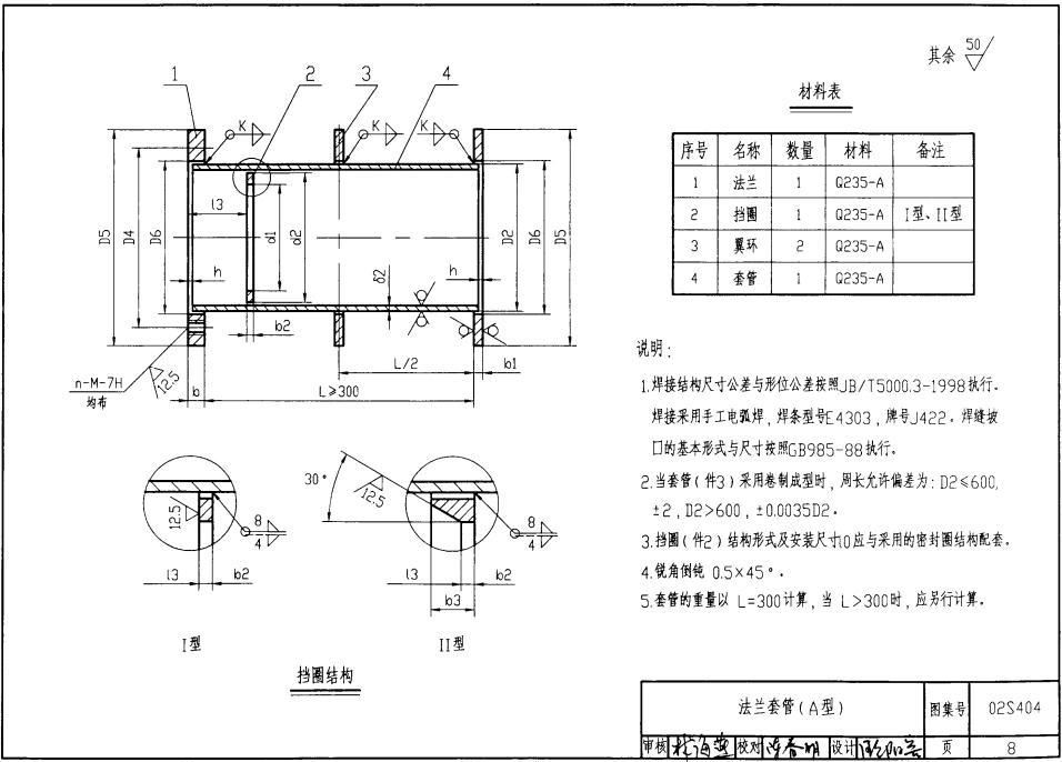 法兰套管A型-dn50结构图